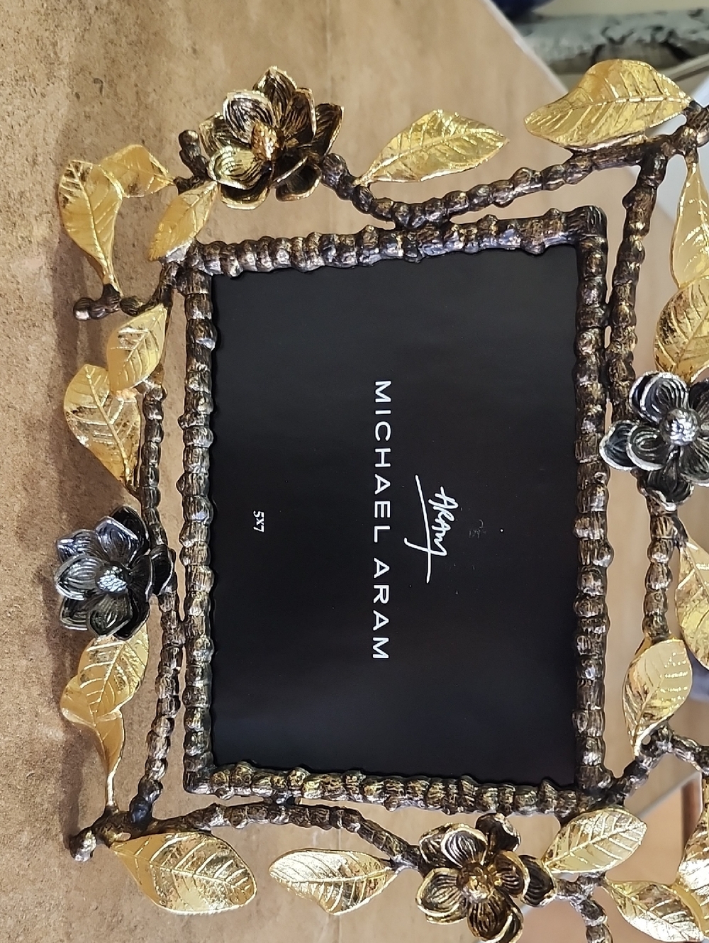 Michael Aram Gold and Silver Floral Branch Picture Frame